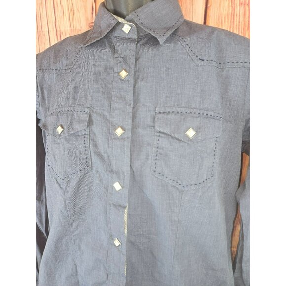 Sherry Cervi X RU Apparel Womens Shirt Medium Chambray Western Snap - Picture 3 of 8